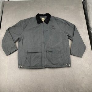 Akwa Detroit Jacket Mens XL Gray Canvas Corduroy Collar O'Reilly Factor USA Made